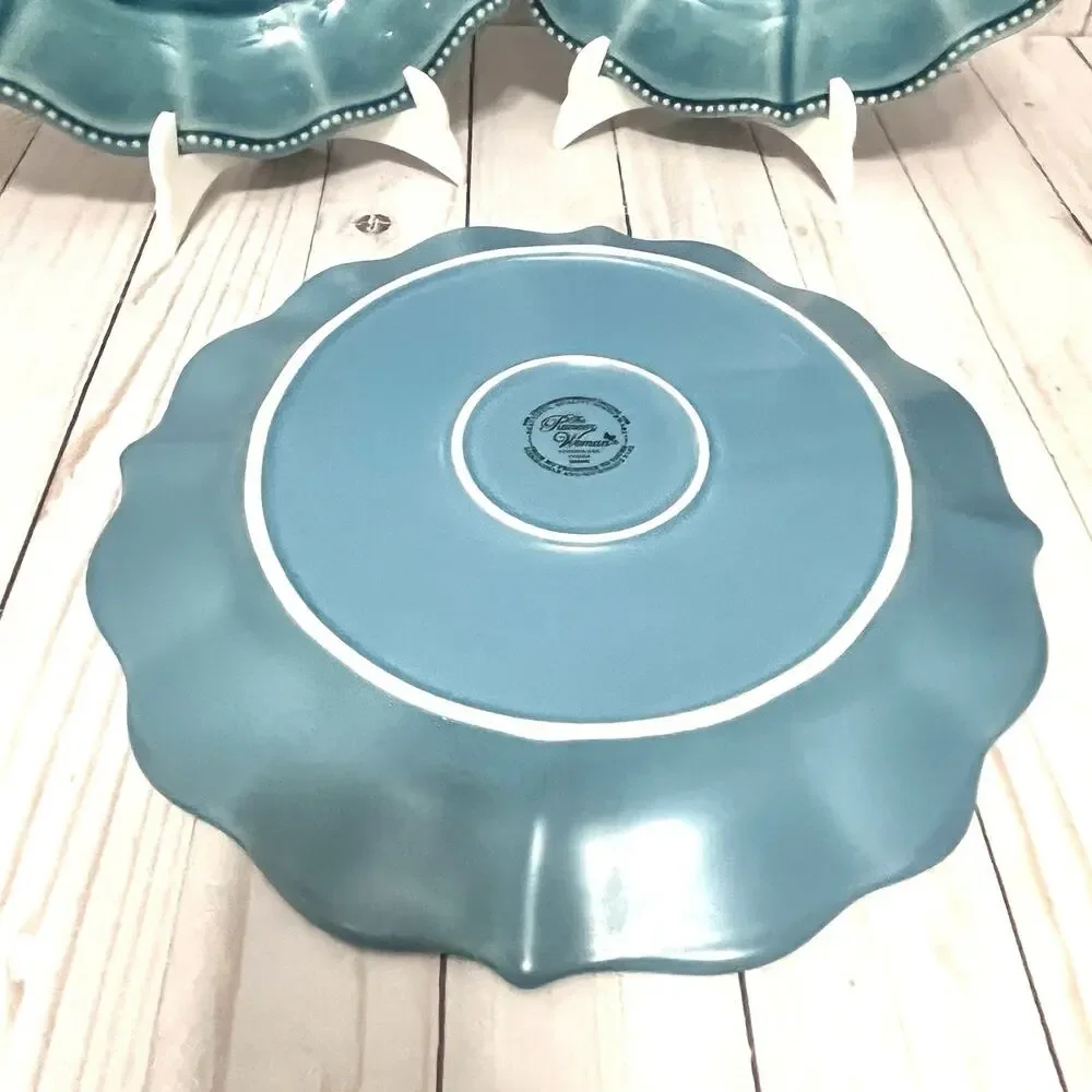 The Pioneer Woman 3-10.5” Denim Dinner Plate Paige Stoneware Crackle Finish